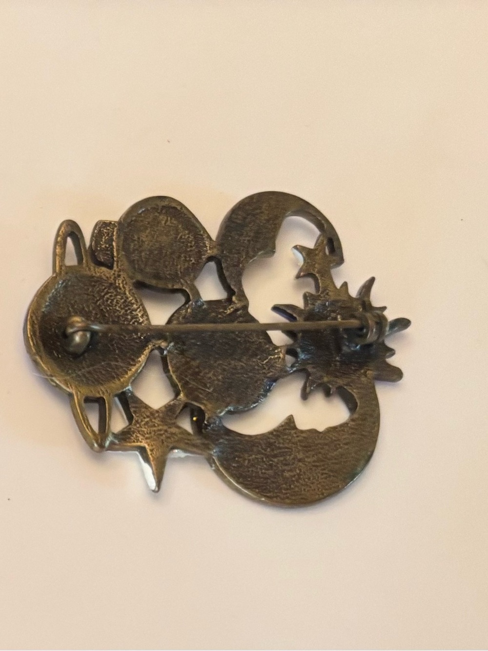 Vintage Celestial Sun, Moon & Stars Brooch - Purple & Gold Pin, Fun, Whimsical. - Picture 2 of 4